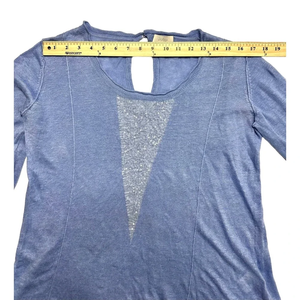 Wrap London Women's Light Blue Sweater w/Sequined Front Key Hole Back Size 8 - Picture 9 of 10